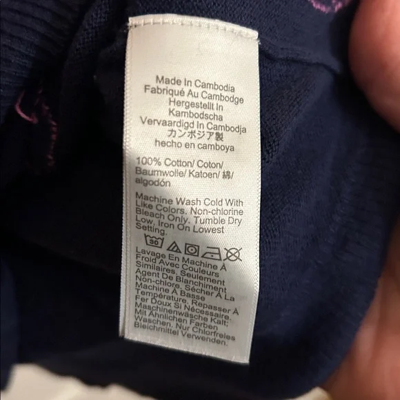 J. Crew Dark Blue Sweater with Pink Heart Design - Picture 5 of 6